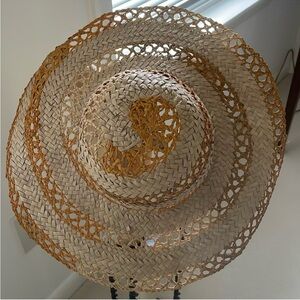 Bloomingdale's Woven Straw Sun Hat - Natural and Tan Yellow